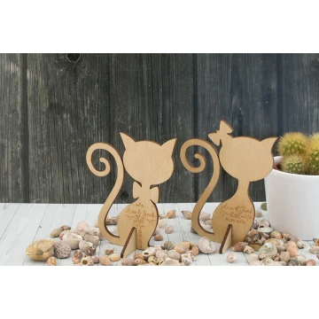 Wedding Table Decorations - Mr and Mrs Cat - Laser Engraved - DEK007