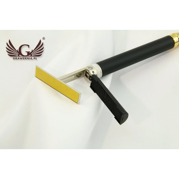 HERI DIAGONAL Pen with Stamp in Black-Gold Matte Finish with Case (model 3020)