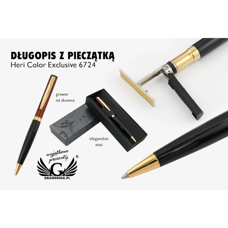 HERI Color Exclusive 6724 Pen with Stamp - Marble in Case - HER017