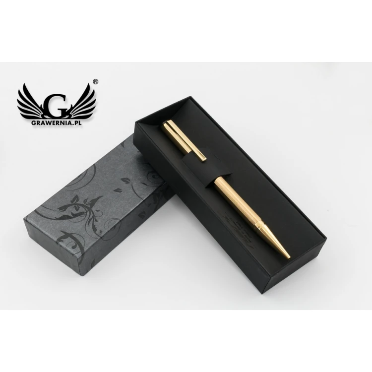 HERI DIAGONAL 3003 Pen with Stamp - Gold in Case - HER014