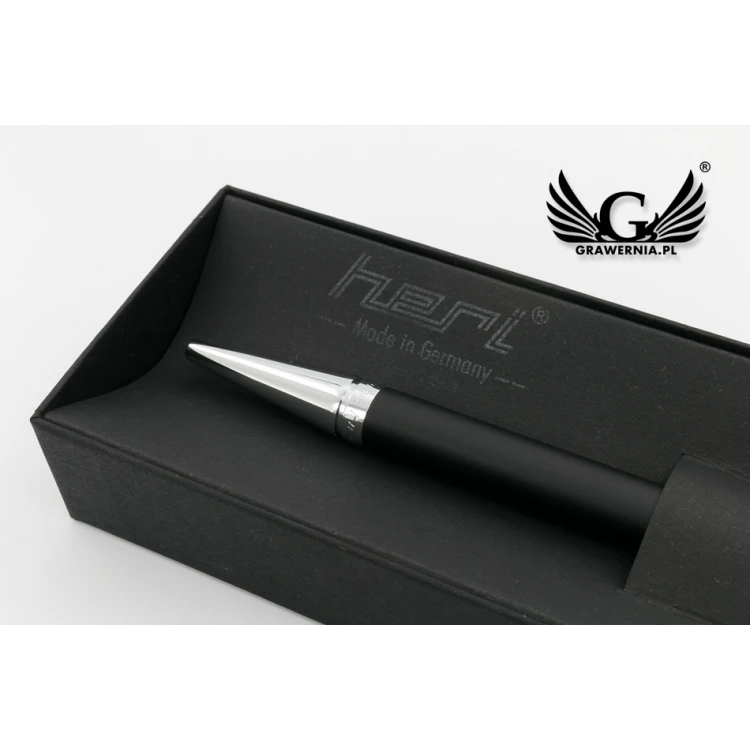 HERI DIAGONAL 3021 Pen with Stamp - Black-Silver in Case - HER015