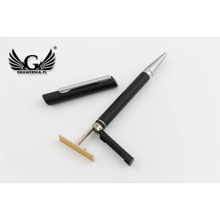 HERI DIAGONAL 3021 Pen with Stamp - Black-Silver in Case - HER015