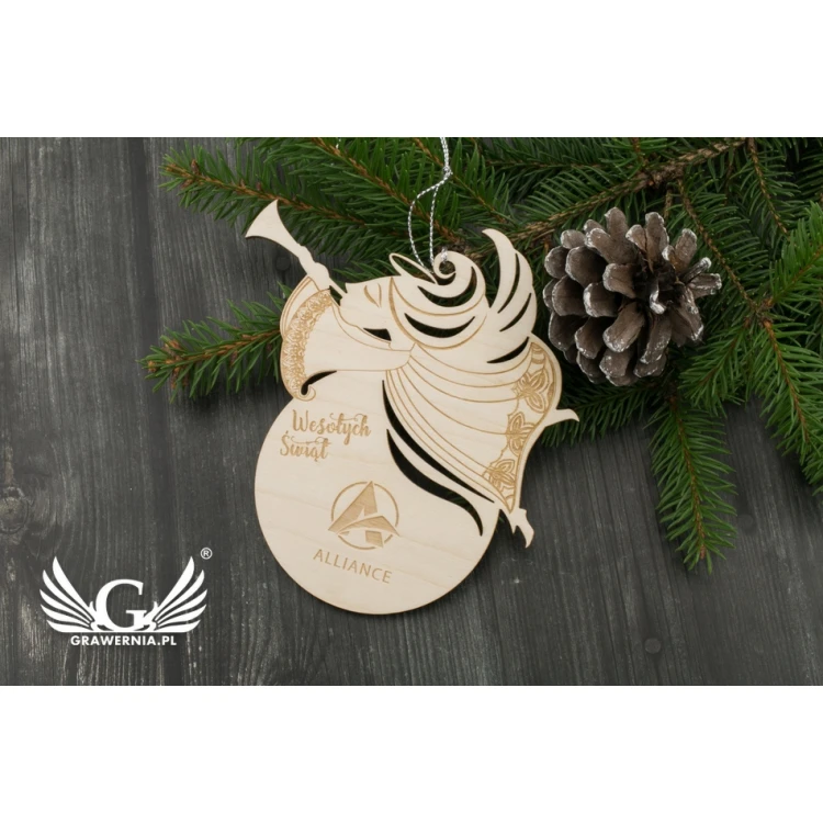 Wooden Angel Christmas Ornament - size 106x114mm - any engraving - BDR023