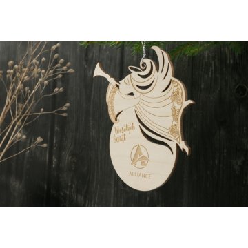 Wooden Angel Christmas Ornament - size 106x114mm - any engraving - BDR023