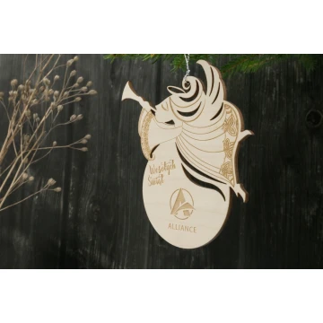 Wooden Angel Christmas Ornament - size 106x114mm - any engraving - BDR023