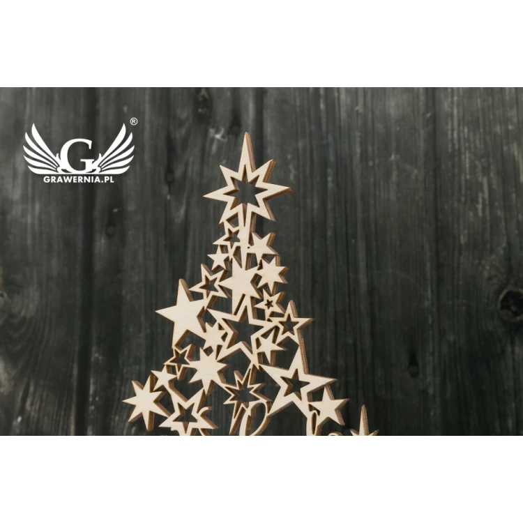 Wooden Christmas tree with any engraving - height 19.7cm - DEK011