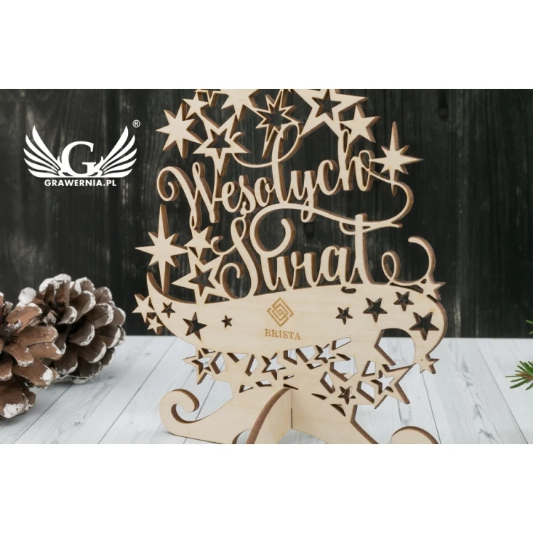 Wooden Christmas tree with any engraving - height 19.7cm - DEK011