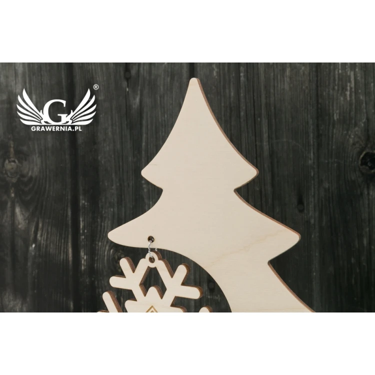 Wooden Christmas tree with any engraving - height 19.8cm - DEK012