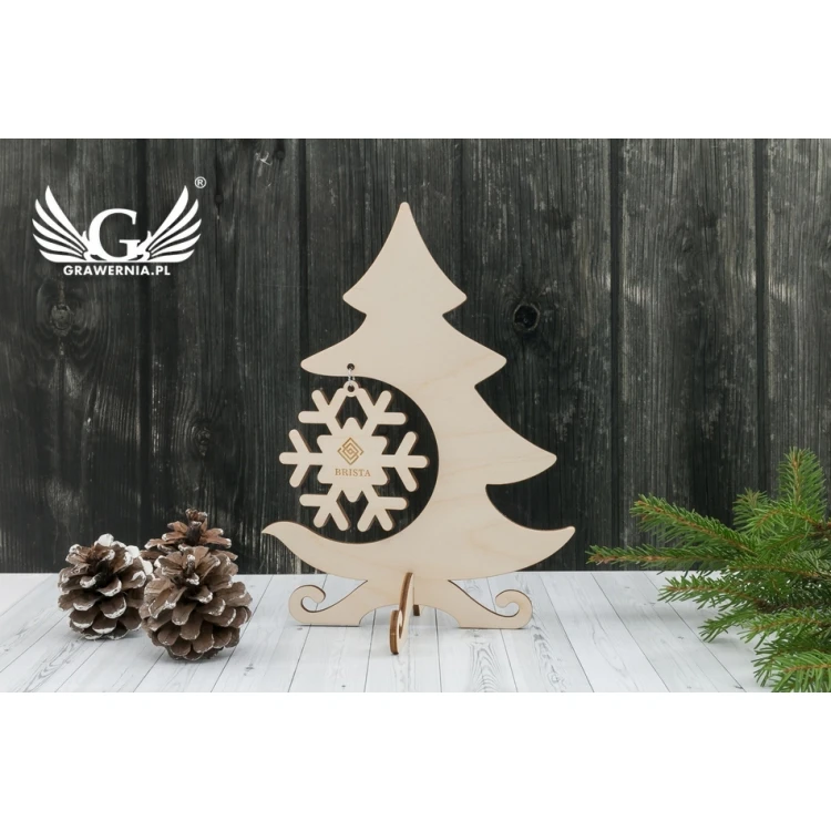 Wooden Christmas tree with any engraving - height 19.8cm - DEK012