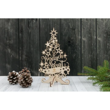 Wooden Christmas tree with any engraving - height 19.7cm - DEK011