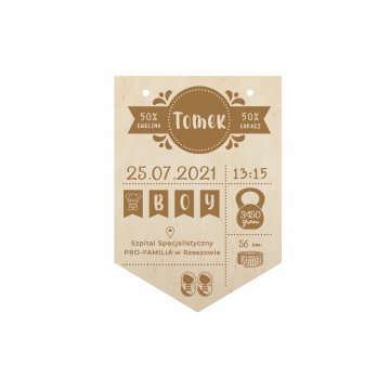Wooden Laser-Engraved Child's Growth Chart - Baptism Gift - MET003