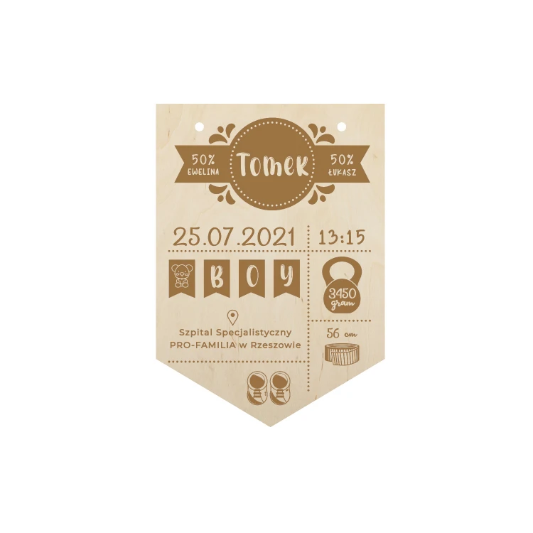 Wooden Laser-Engraved Child's Growth Chart - Baptism Gift - MET003