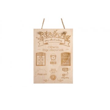Wooden Laser-Engraved Child's Growth Chart - Baptism Gift - MET002