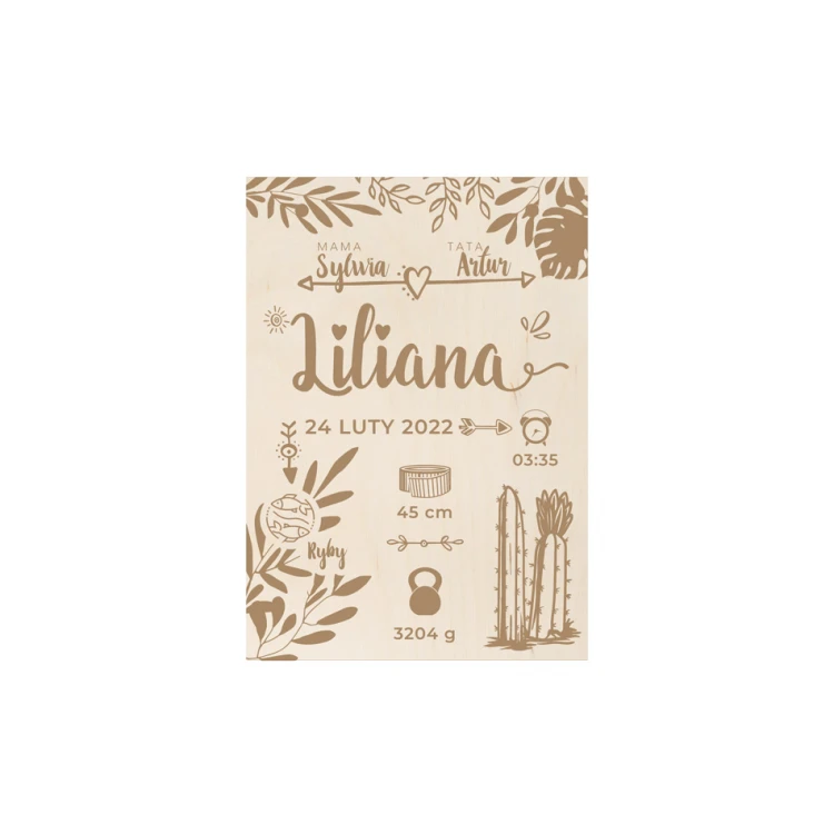 Wooden Laser Engraved Child's Growth Chart - Baptism Gift - MET005