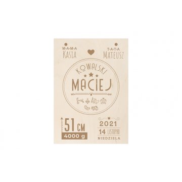 Wooden Laser Engraved Child's Growth Chart - Baptism Gift - MET006