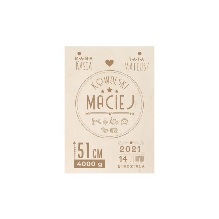 Wooden Laser Engraved Child's Growth Chart - Baptism Gift - MET006
