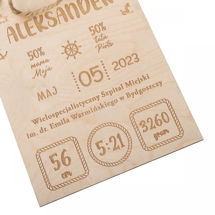 Wooden Laser-Engraved Child's Growth Chart - Baptism Gift - MET001