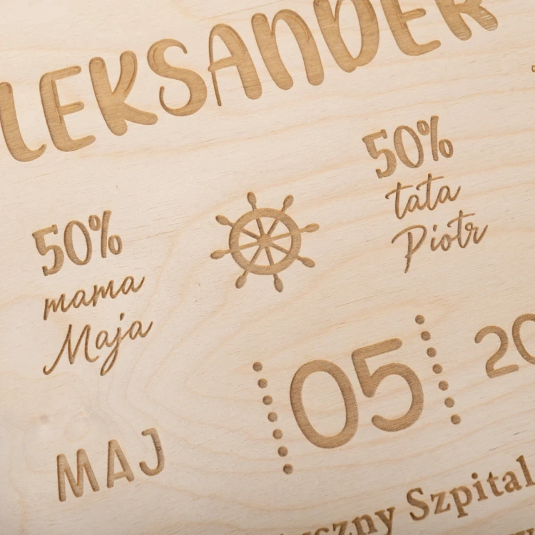 Wooden Laser-Engraved Child's Growth Chart - Baptism Gift - MET001