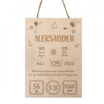 Wooden Laser-Engraved Child's Growth Chart - Baptism Gift - MET001