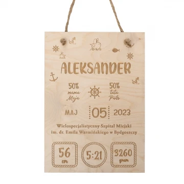 Wooden Laser-Engraved Child's Growth Chart - Baptism Gift - MET001
