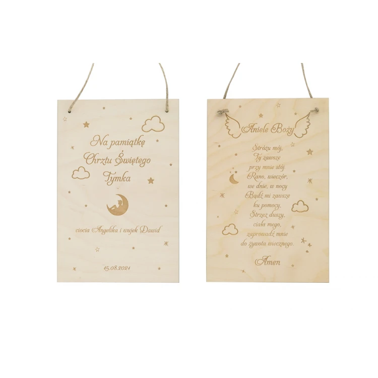Wooden Baptism Souvenir with Prayer and Dedication - DEW008