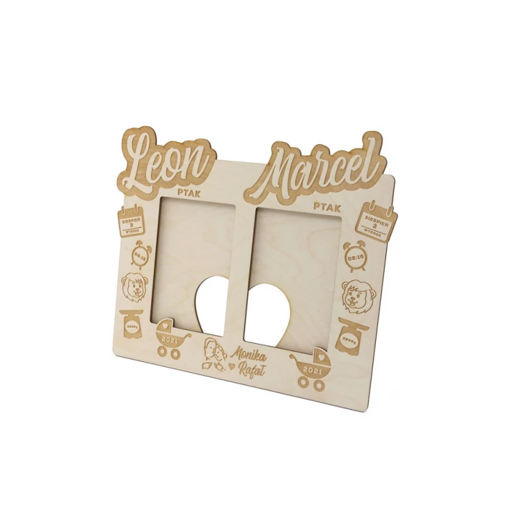 Wooden frame with duo engraving for twin photos - RAM008