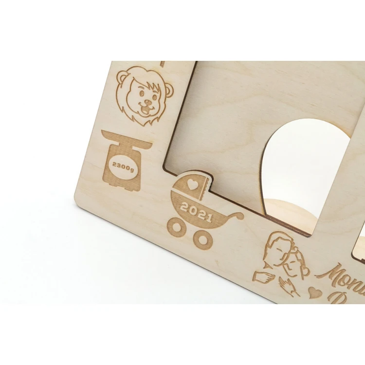 Wooden frame with duo engraving for twin photos - RAM008