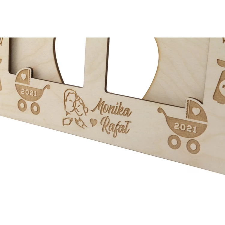 Wooden frame with duo engraving for twin photos - RAM008