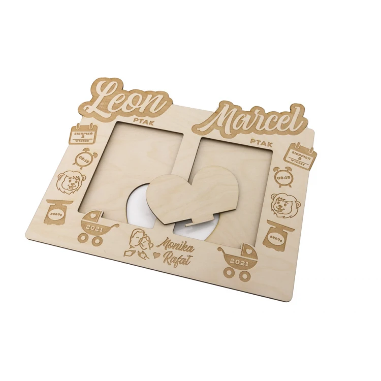 Wooden frame with duo engraving for twin photos - RAM008