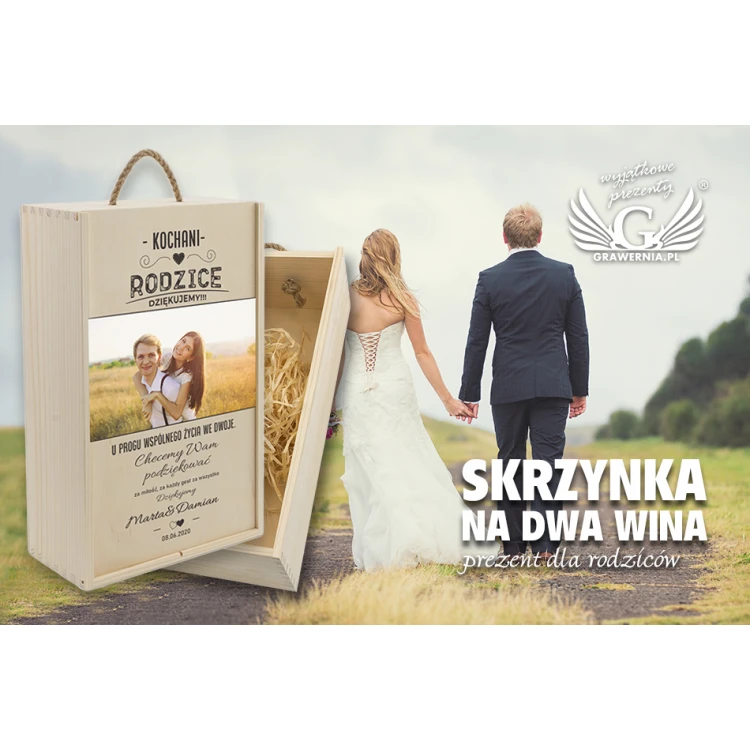 Wooden Box for Two Wine Bottles - Gift for Parents - SK042