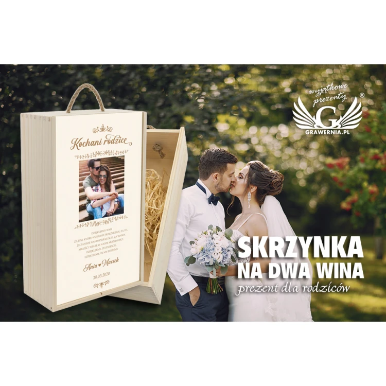 Wooden Box for Two Wine Bottles - Gift for Parents - SK043