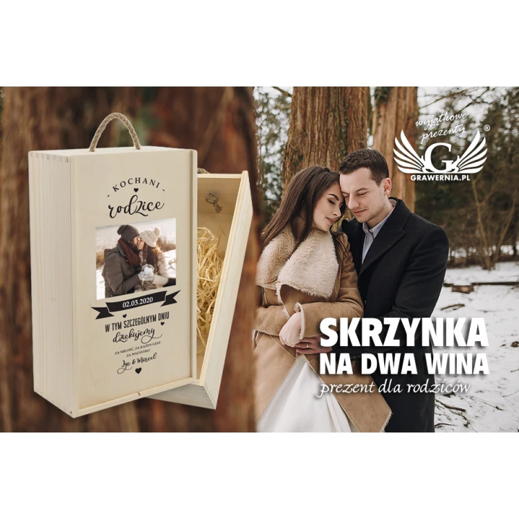 Wooden Box for Two Wine Bottles - Gift for Parents - SK044