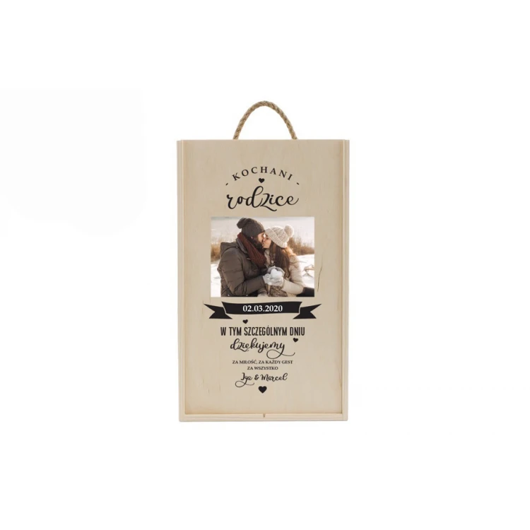 Wooden Box for Two Wine Bottles - Gift for Parents - SK044