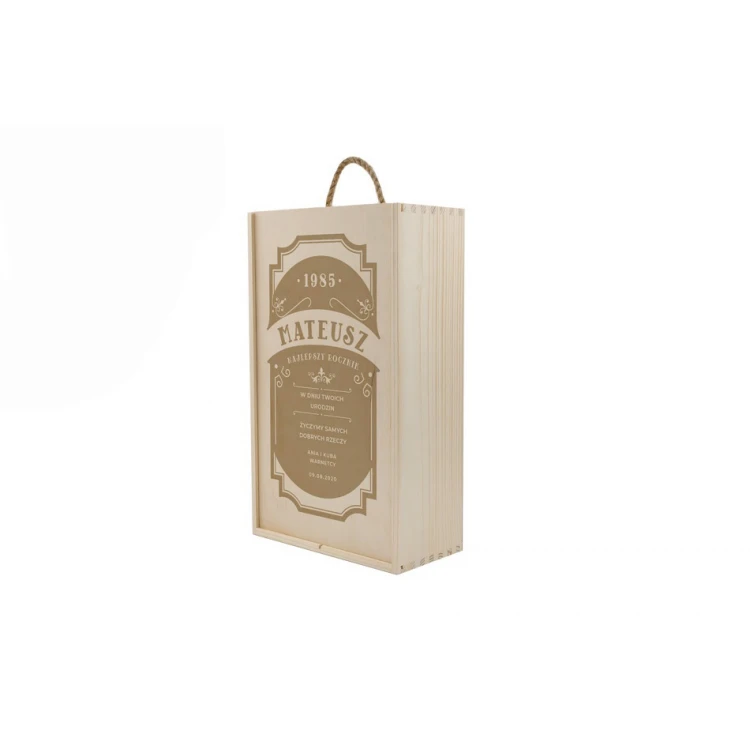 Wooden Box for Two Wine Bottles with UV Print - Birthday Gift - SK048