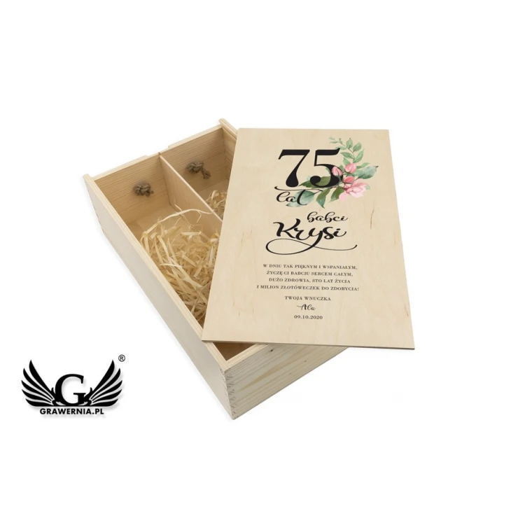 Wooden Box for Two Wine Bottles - Gift for Grandma - SK047