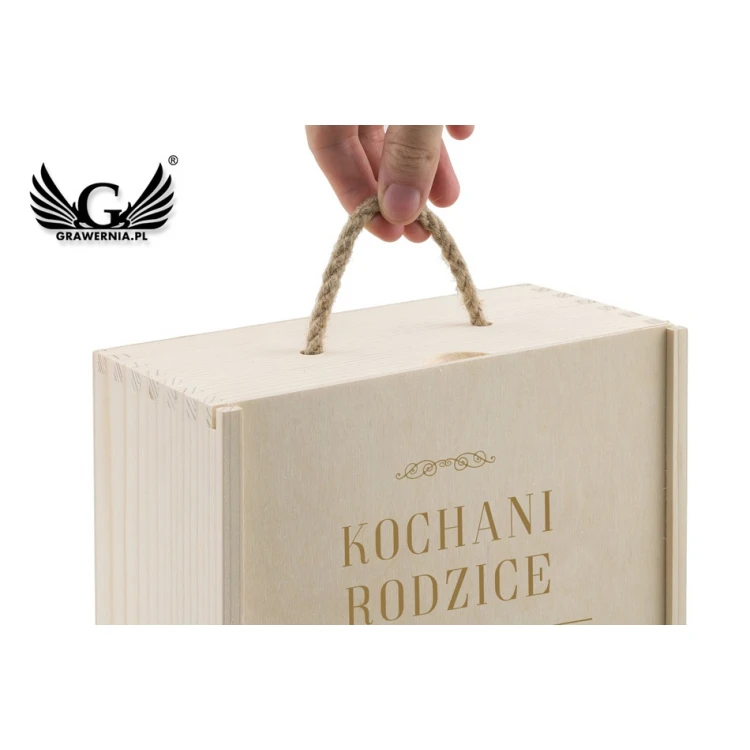 Wooden box for two wine bottles laser engraved - gift for parents - SK050