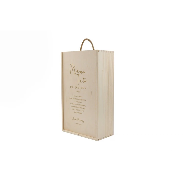 Wooden box for two wine bottles laser engraved - gift for parents - SK051