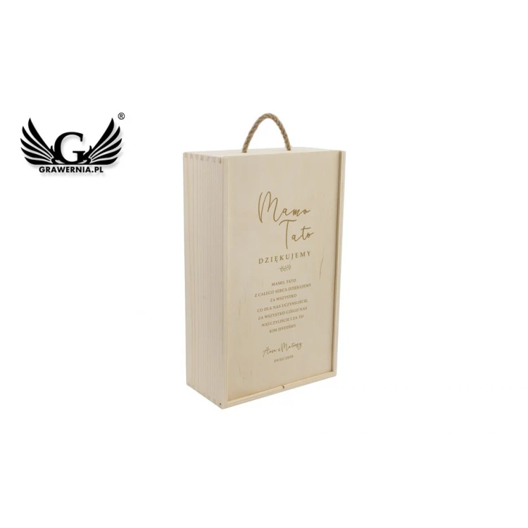 Wooden box for two wine bottles laser engraved - gift for parents - SK051