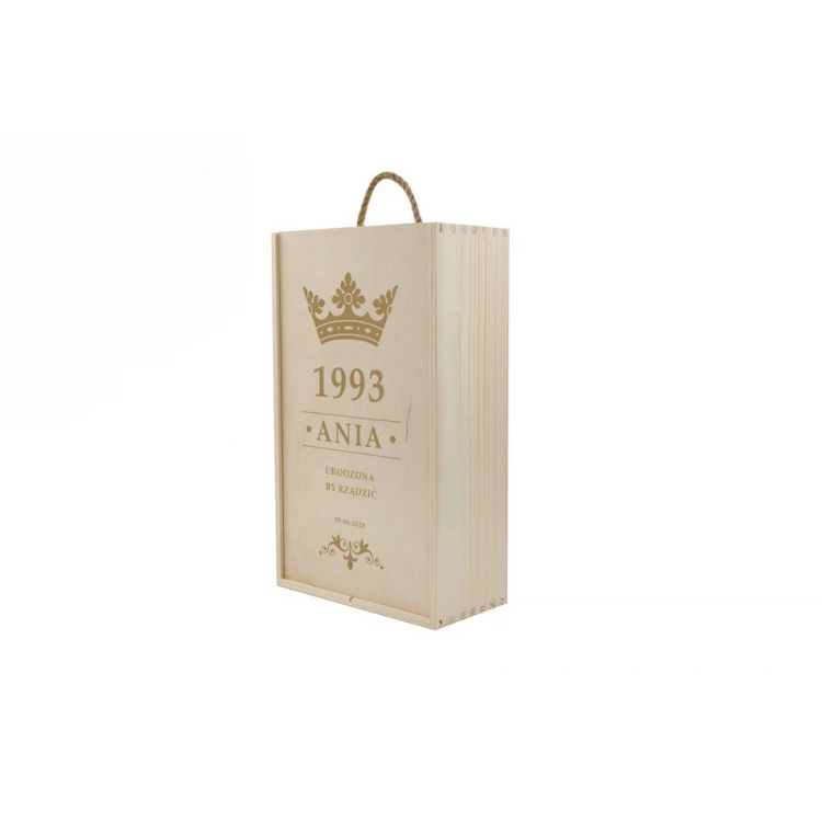 Wooden box for two wine bottles laser engraved - birthday gift - SK053