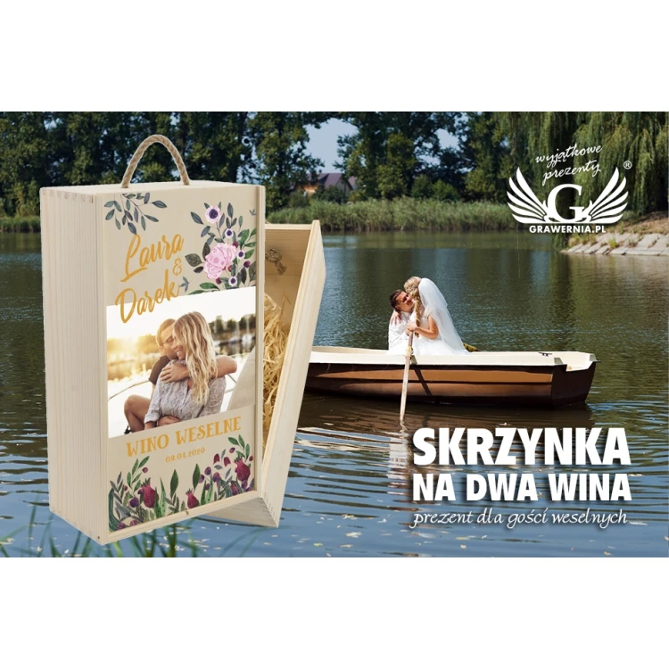 Wooden Box for Two Wine Bottles - Wedding Guests Gift - SK046