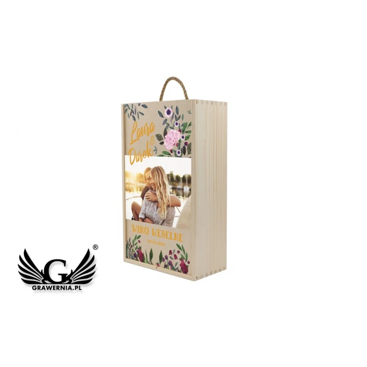 Wooden Box for Two Wine Bottles - Wedding Guests Gift - SK046