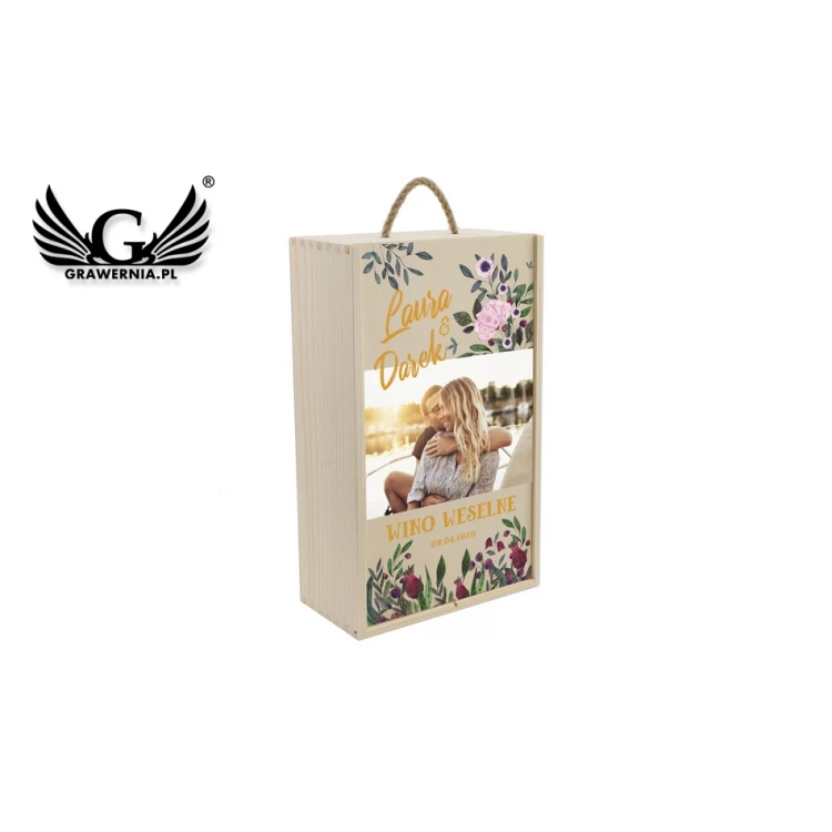 Wooden Box for Two Wine Bottles - Wedding Guests Gift - SK046