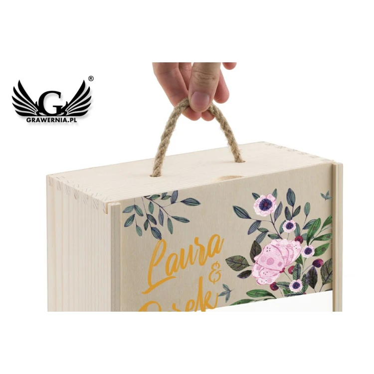 Wooden Box for Two Wine Bottles - Wedding Guests Gift - SK046