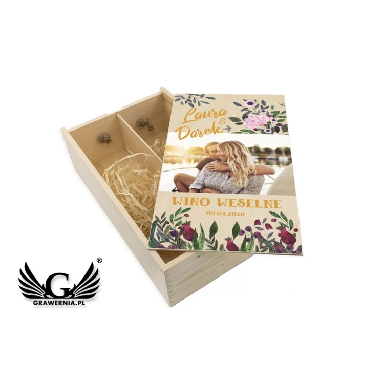 Wooden Box for Two Wine Bottles - Wedding Guests Gift - SK046