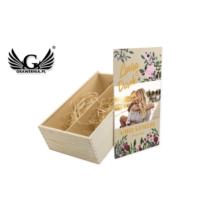 Wooden Box for Two Wine Bottles - Wedding Guests Gift - SK046