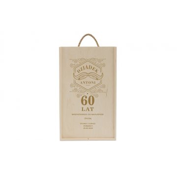 Wooden box for two wine bottles laser engraved - gift for grandfather - SK052