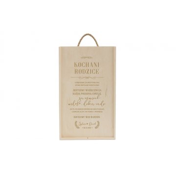 Wooden box for two wine bottles laser engraved - gift for parents - SK050