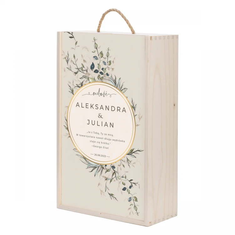 Wooden Box for Two Wine Bottles - Gift for Newlyweds - SK078