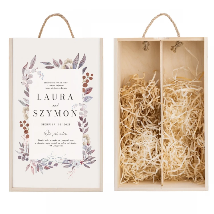 Wooden Box for Two Wine Bottles - Gift for Newlyweds - SK079