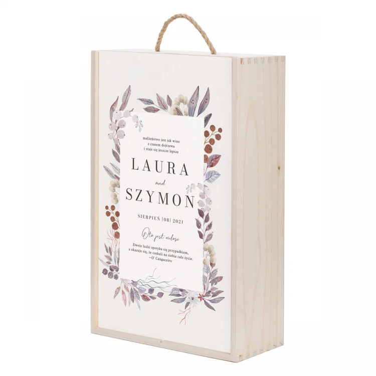 Wooden Box for Two Wine Bottles - Gift for Newlyweds - SK079